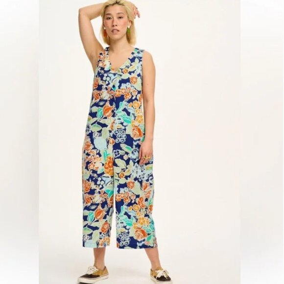 Lucy & Yak Pants - Lucy & Yak Finn Jumpsuit Organic Cotton & Linen Size UK20 US16